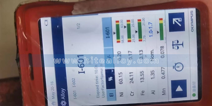 Alloy 601 chemical compostion test by PMI machine